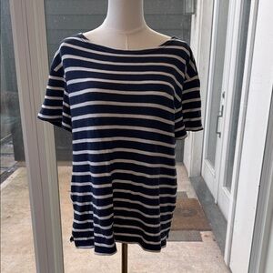 Old Navy Navy and White Striped Short Sleeve Top